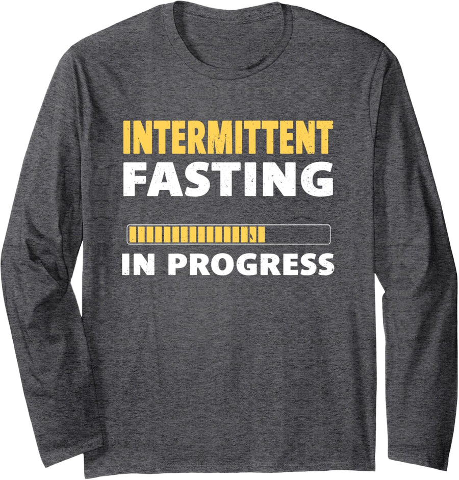 Intermittent Fasting In Progress Ketosis Diet Awareness Long Sleeve T-Shirt - Adult Unisex Dark Heather Grey