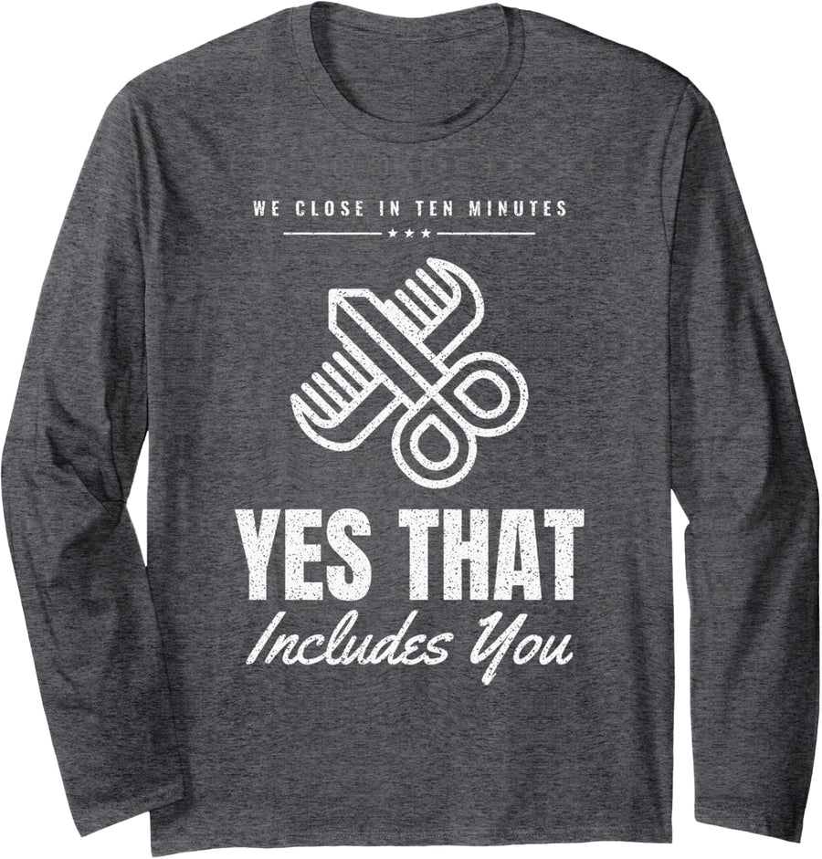Hairdresser Walk in Hair Stylist Barber Hairdresser Long Sleeve T-Shirt - Adult Unisex Dark Heather Grey