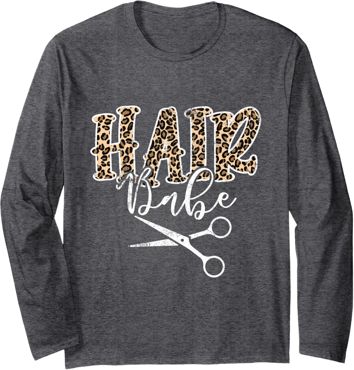 Vintage Hair Babe Hair Stylist Hairdresser Hairstylist Long Sleeve T-Shirt - Adult Unisex Dark Heather Grey