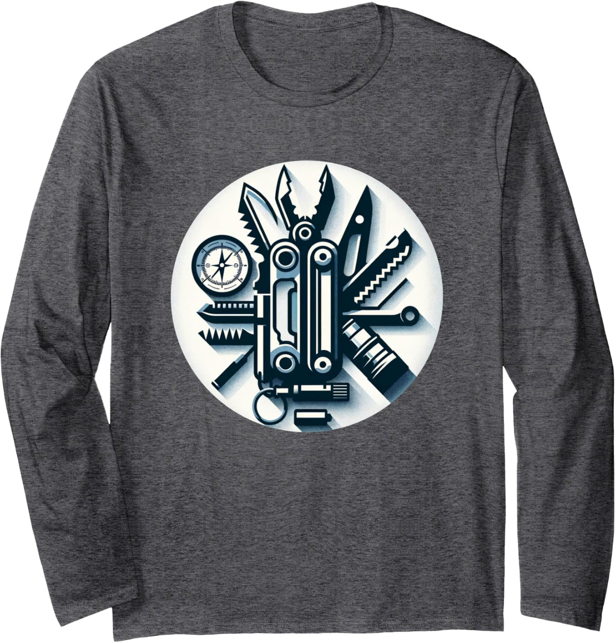 Prepper Survival Long Sleeve T-Shirt - Adult Unisex Dark Heather Grey