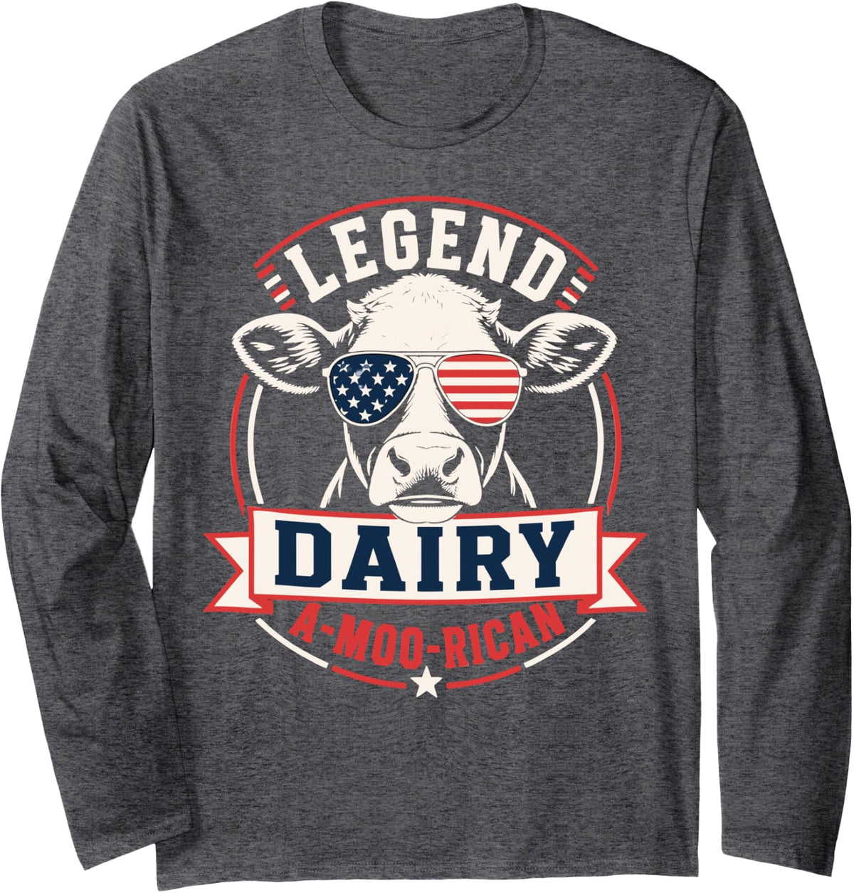 Dairy Farmer Cow USA Farming Agriculture Long Sleeve T-Shirt - Adult Unisex Dark Heather Grey