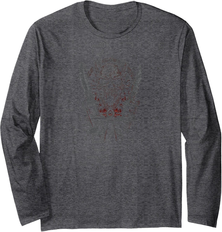 Bladesmith Skull Gothic Industrial Art Long Sleeve T-Shirt - Adult Unisex Dark Heather Grey