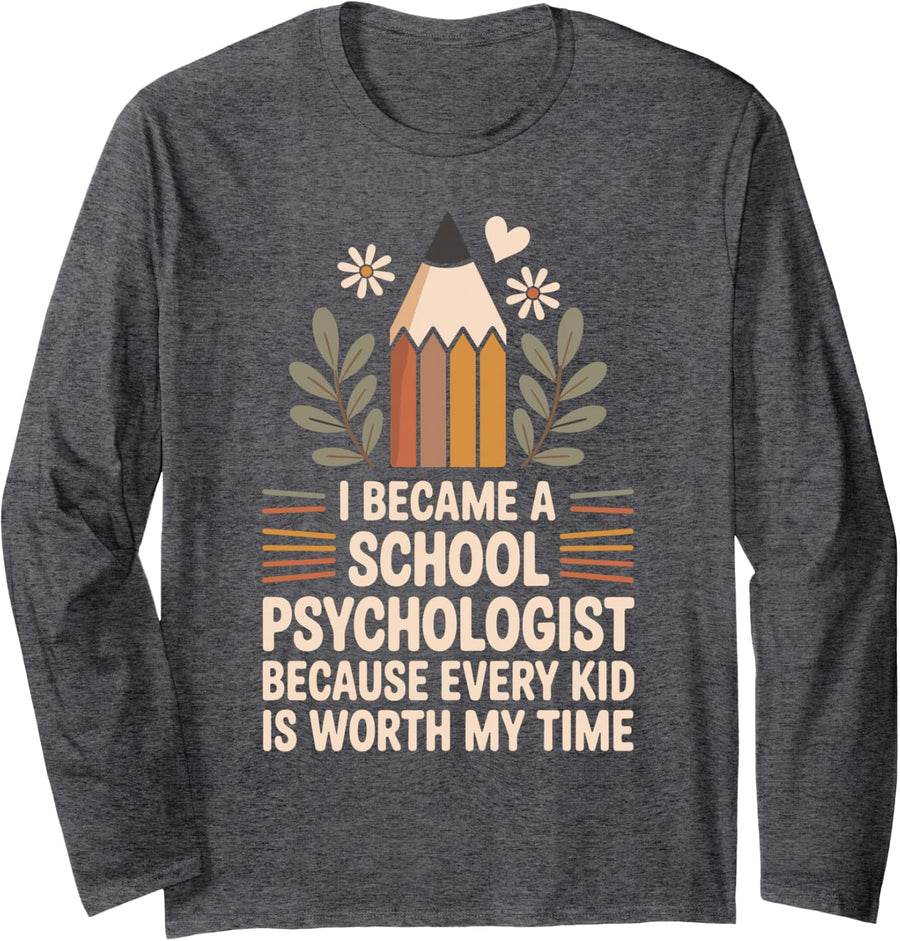 I Listen When Behavior School Psychologist Long Sleeve T-Shirt - Adult Unisex Dark Heather Grey
