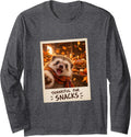 Thankful for Snacks Hedgehog Thanksgiving Long Sleeve T-Shirt - Adult Unisex Dark Heather Grey