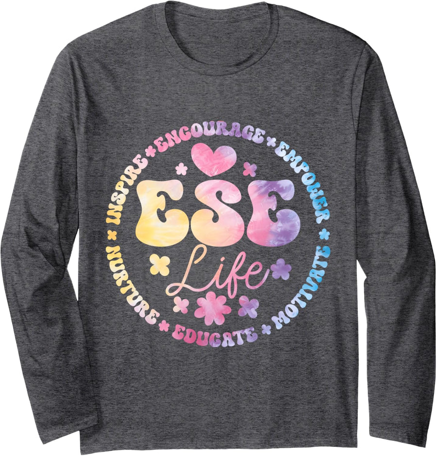 Matching First Last Day Team ESE Life Exceptional Student Long Sleeve T-Shirt - Adult Unisex Dark Heather Grey