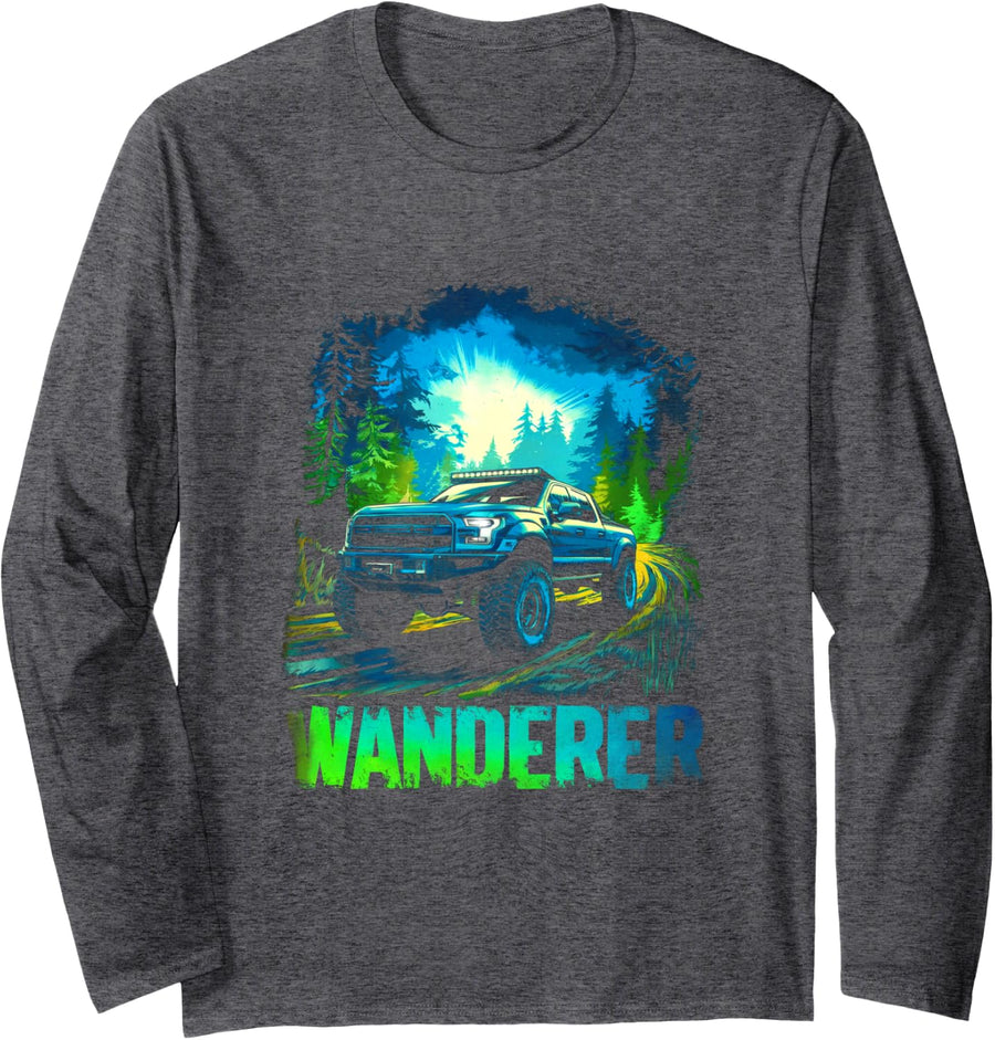 Wanderer 4x4 offroad Long Sleeve T-Shirt - Adult Unisex Dark Heather Grey