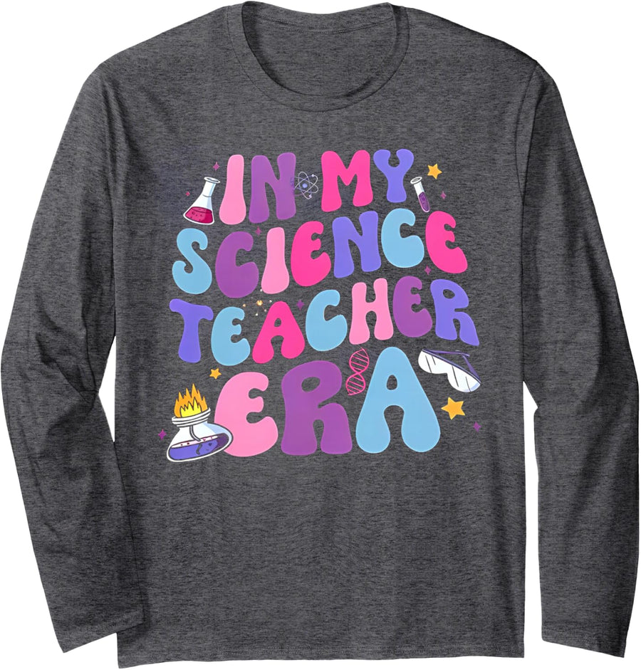 in My Science Teacher Era Teacher Long Sleeve T-Shirt - Adult Unisex Dark Heather Grey