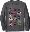 Halloween Doberman Pinscher Costume Long Sleeve T-Shirt - Adult Unisex Dark Heather Grey