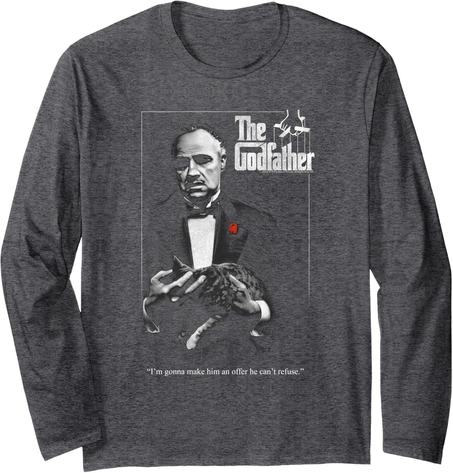 The Godfather Poster Long Sleeve T-Shirt - Adult Unisex Dark Heather Grey