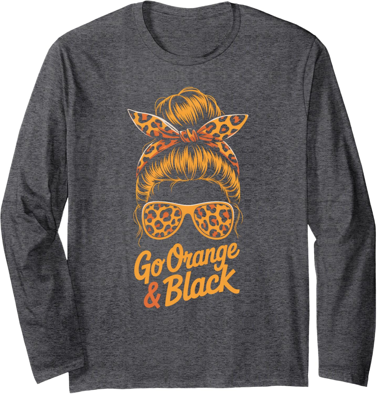 Vintage Let's GO Orange Black High School Game Family Long Sleeve T-Shirt - Adult Unisex Dark Heather Grey