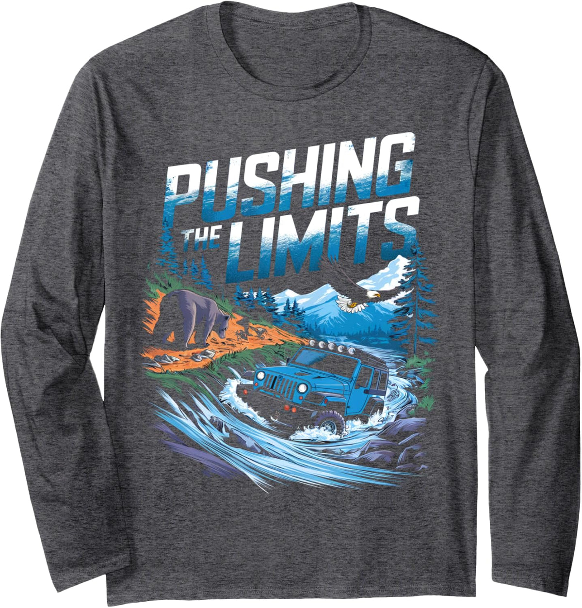 Pushing the limits 4x4 offroading overlanding Long Sleeve T-Shirt - Adult Unisex Dark Heather Grey