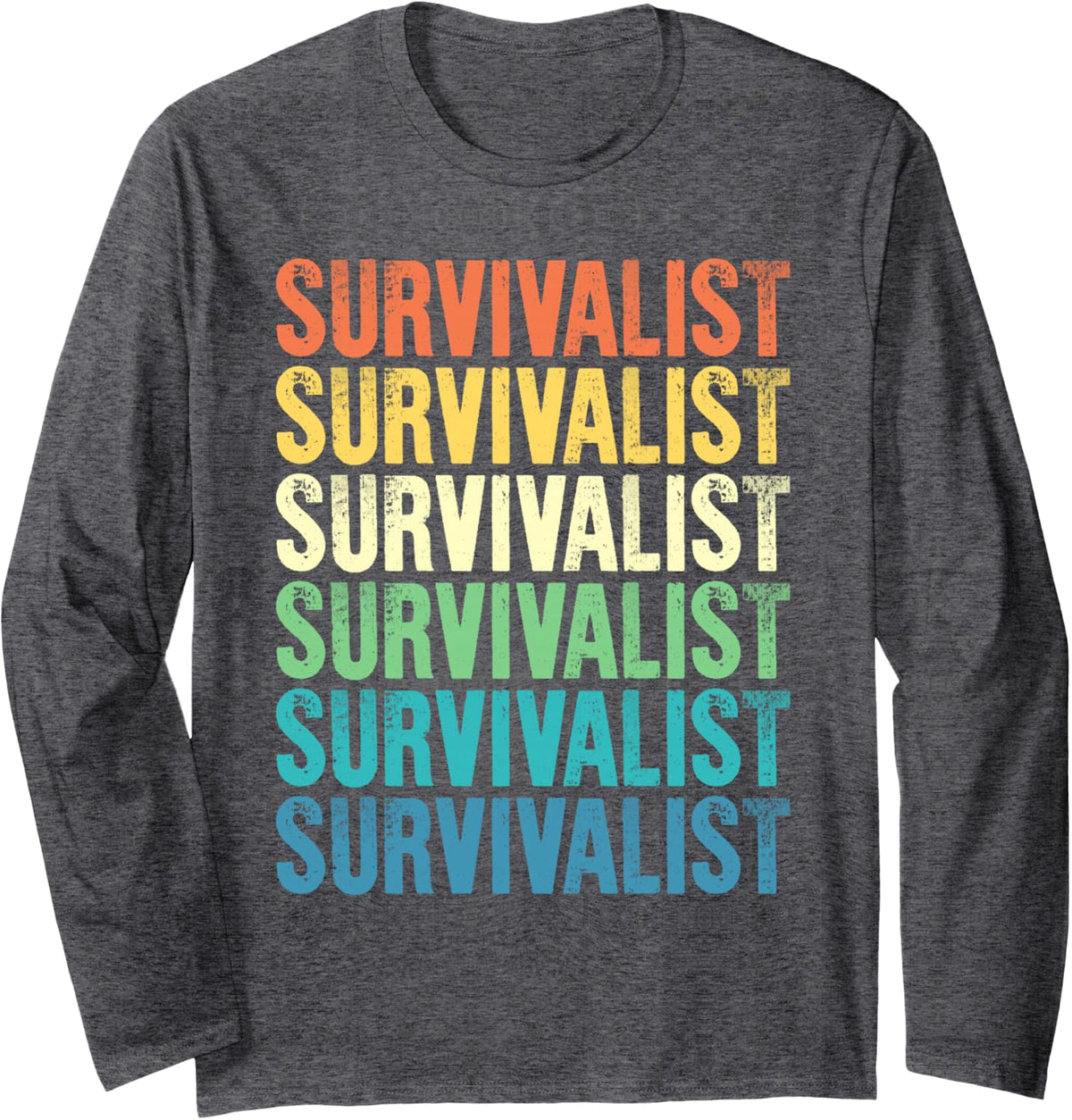 Survivalist - Colorful Long Sleeve T-Shirt - Adult Unisex Dark Heather Grey