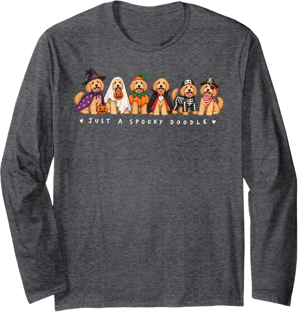 Just A Spooky Doodle Halloween Dog Costume Lover Long Sleeve T-Shirt - Adult Unisex Dark Heather Grey