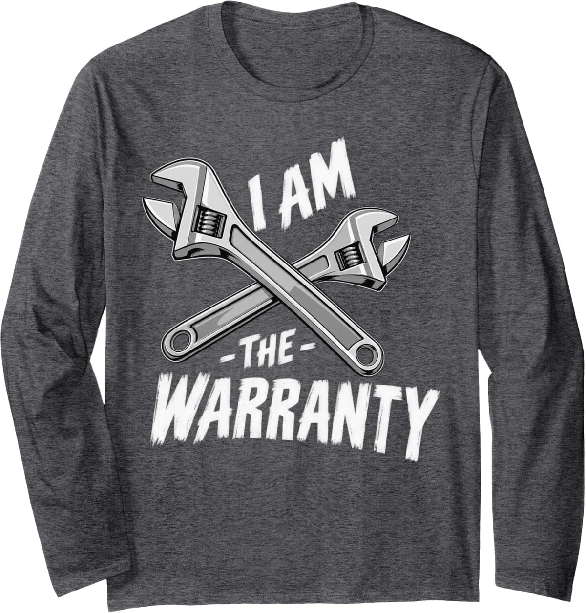 Crossed Wrenches Tradesman Handyman Graphic Long Sleeve T-Shirt - Adult Unisex Dark Heather Grey