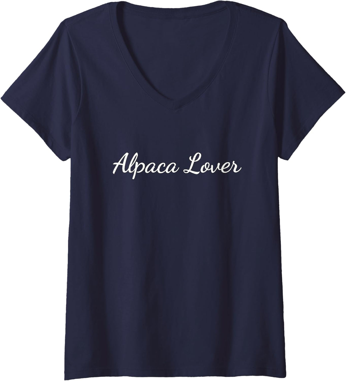 Womens Alpaca Lover V-Neck T-Shirt - Navy Blue