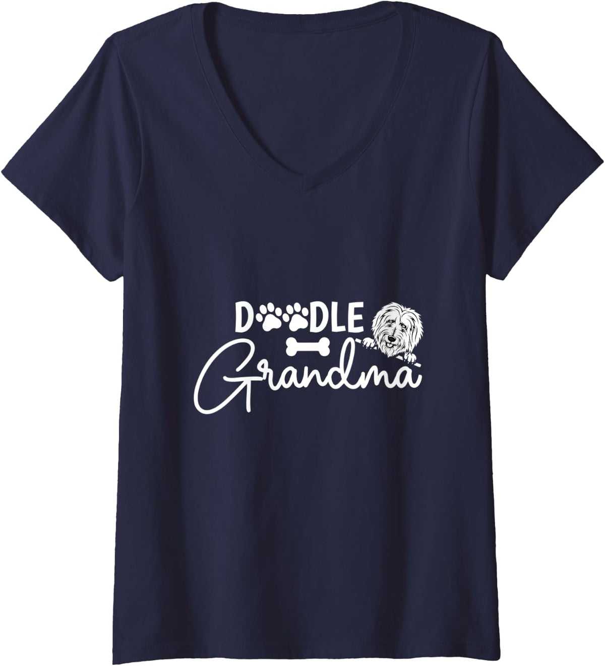Womens Doodle Grandma Dog Tee Women Groodle Dogs Lover Goldendoodle V-Neck T-Shirt - Navy Blue