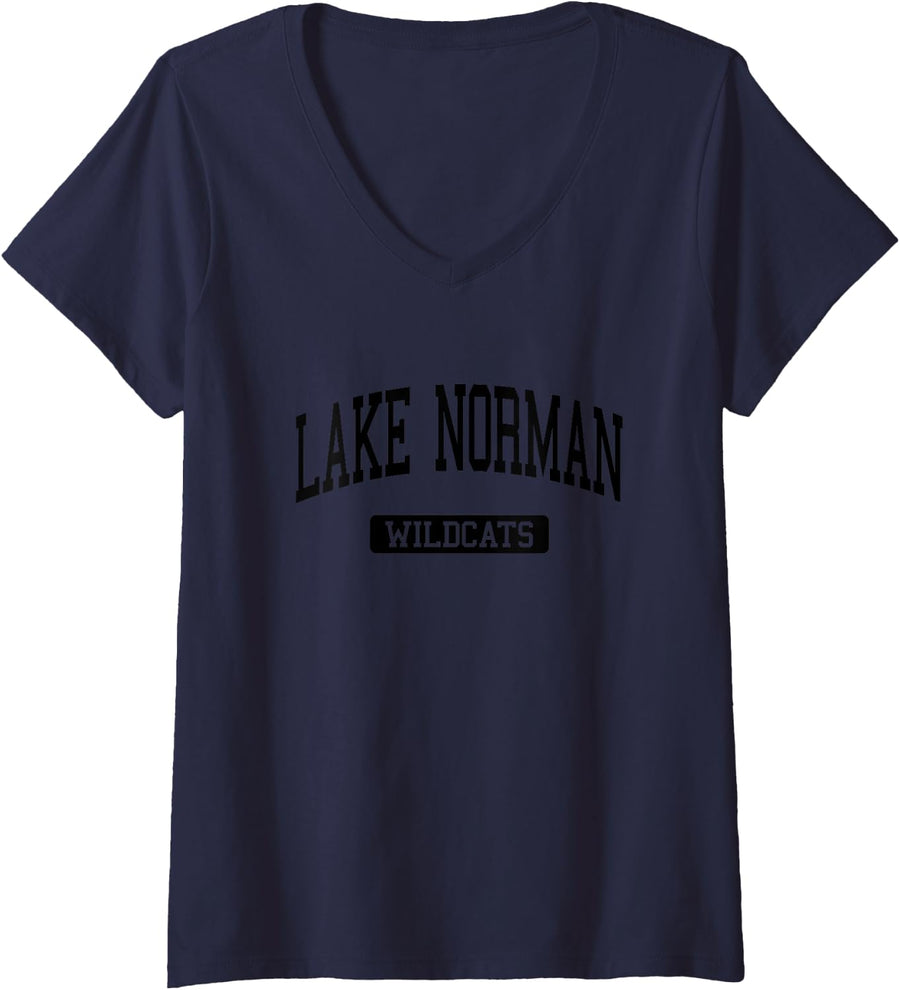 Women's Lake Norman High School HS Mooresville NC Varsity Sports V-Neck T-Shirt - Navy Blue
