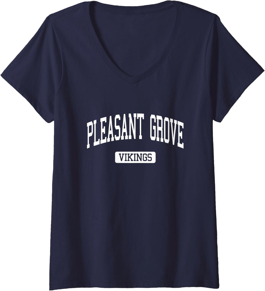 Women's Pleasant Grove High School HS Pleasant Grove UT Varsity SPOR V-Neck T-Shirt - Navy Blue