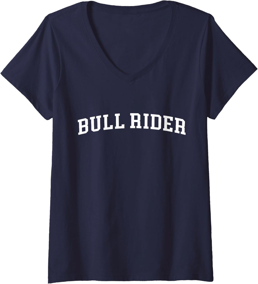 Women's Bull Rider V-Neck T-Shirt - Navy Blue