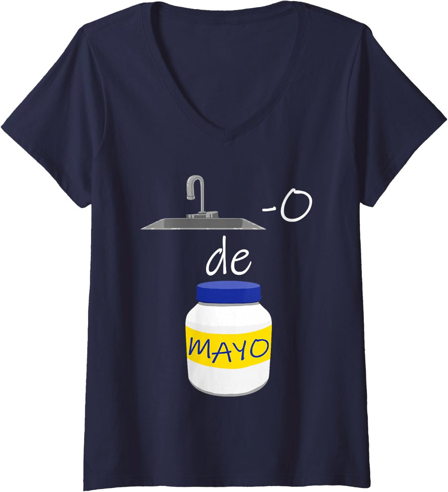 Women's Cinco De Mayo Design for Kids | Funny Play on Words Graphic V-Neck T-Shirt - Navy Blue