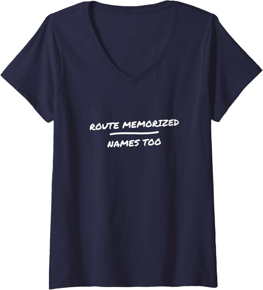 Women's School Bus Driver Bus Crew Morning Route Bus Driver V-Neck T-Shirt - Navy Blue