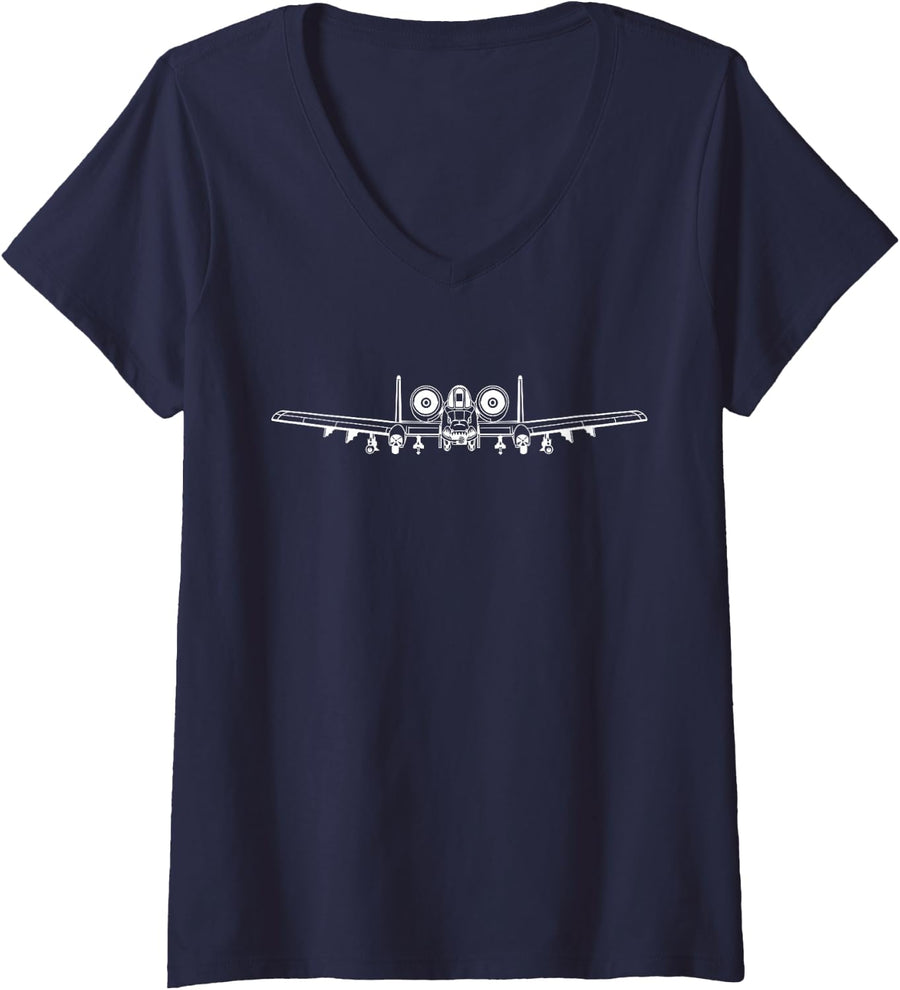 Women's A-10 Warthog Tee V-Neck T-Shirt - Navy Blue