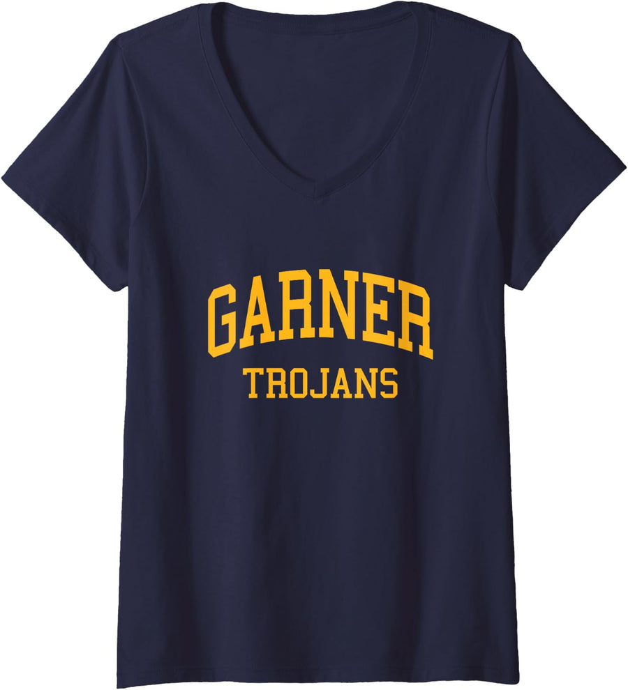 Women's Garner High School HS Garner NC Retro Sports V-Neck T-Shirt - Navy Blue