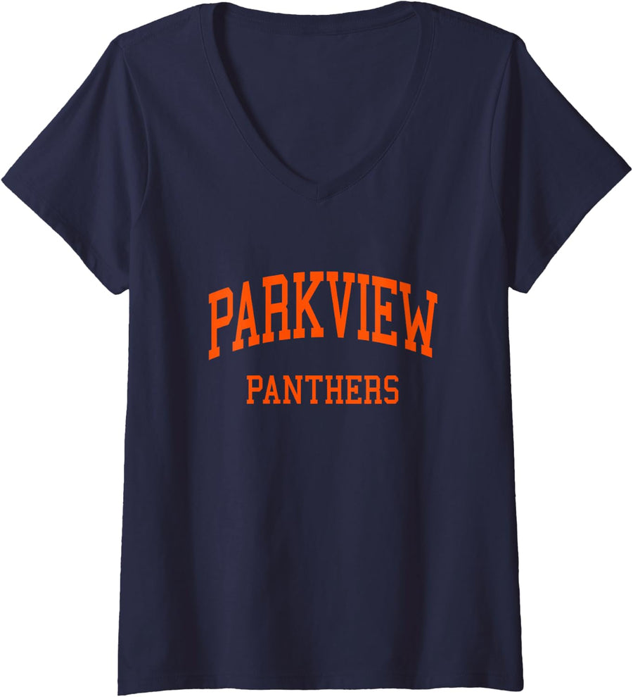 Women's Parkview High School HS Lilburn GA Retro Sports V-Neck T-Shirt - Navy Blue