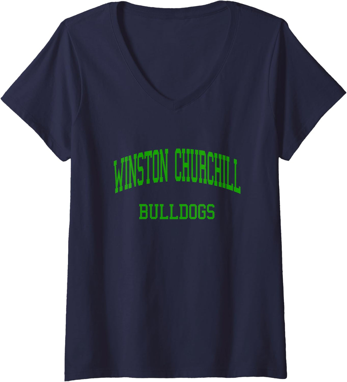 Women's Winston Churchill High School HS Potomac MD Retro Sports V-Neck T-Shirt - Navy Blue