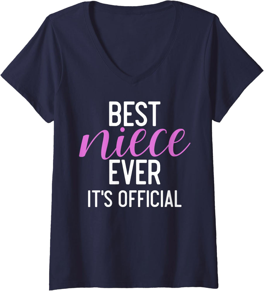 Womens Best Niece ever its official Niece V-Neck T-Shirt - Navy Blue