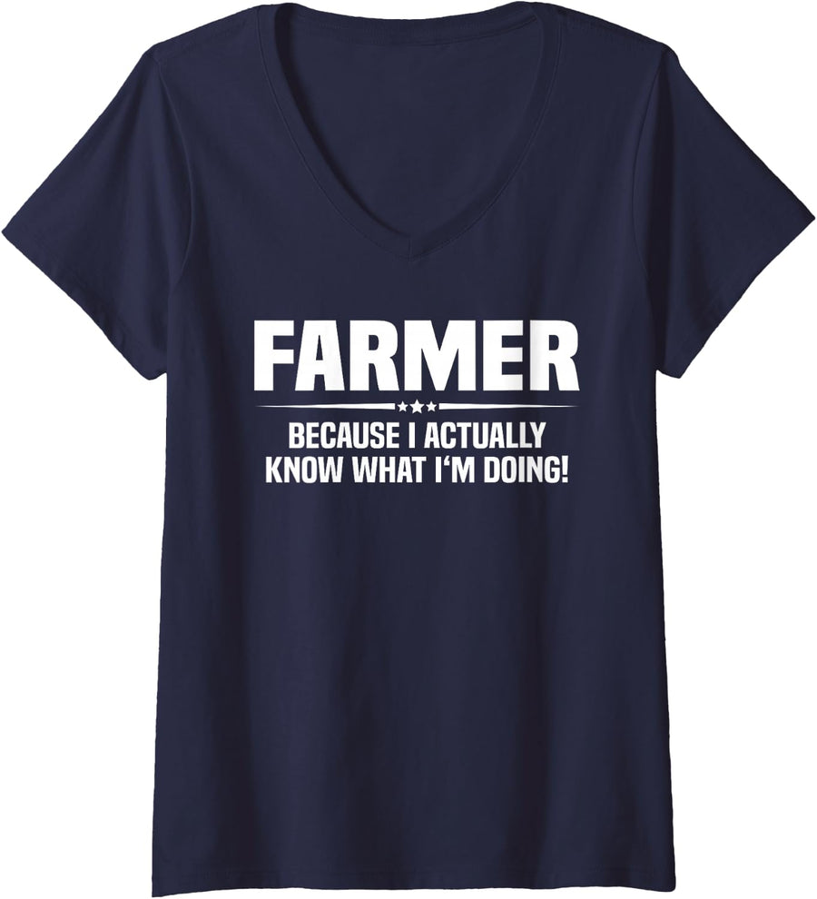 Women's Farmer What I'm Doing V-Neck T-Shirt - Navy Blue