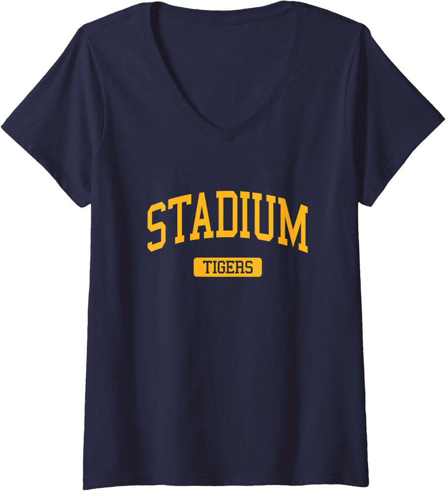 Women's Stadium High School HS Tacoma WA Varsity Sports V-Neck T-Shirt - Navy Blue