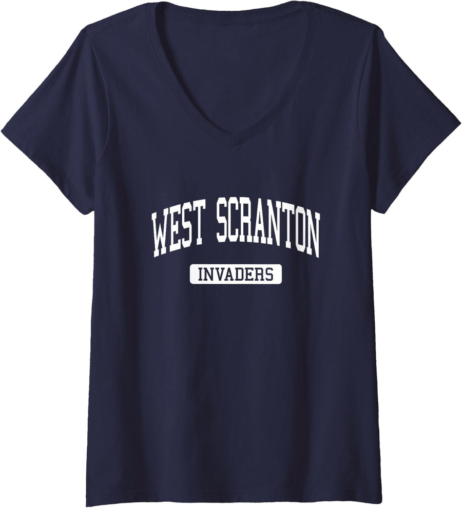 Women's West Scranton High School HS Scranton PA Varsity Sports V-Neck T-Shirt - Navy Blue