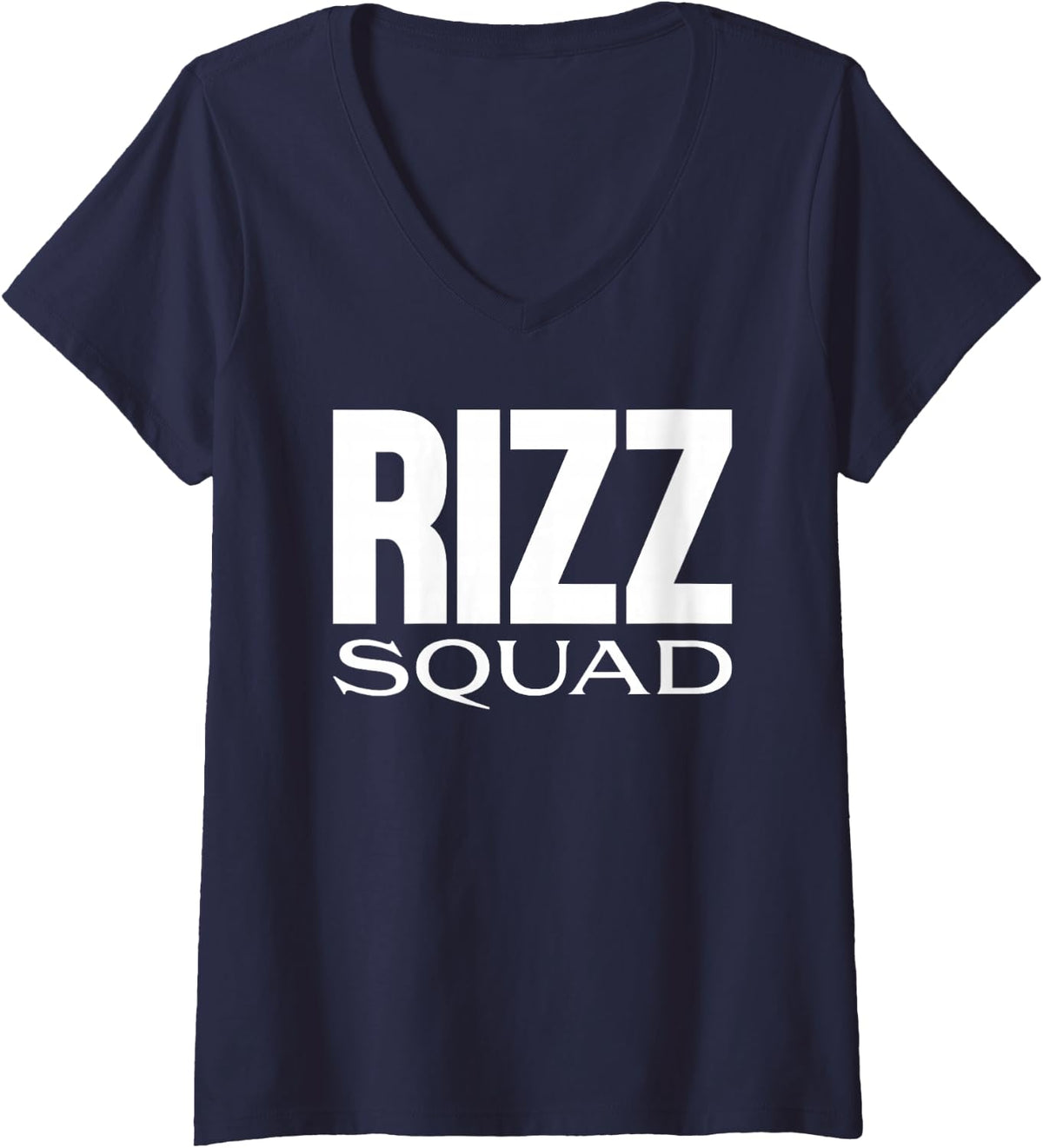 Women's Rizz Squad Rizzler God Sigma Teen Friends Boys Girls Teacher V-Neck T-Shirt - Navy Blue