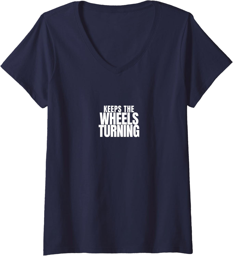 Women's School Bus Driver Morning Route Yellow Bus School Bus V-Neck T-Shirt - Navy Blue