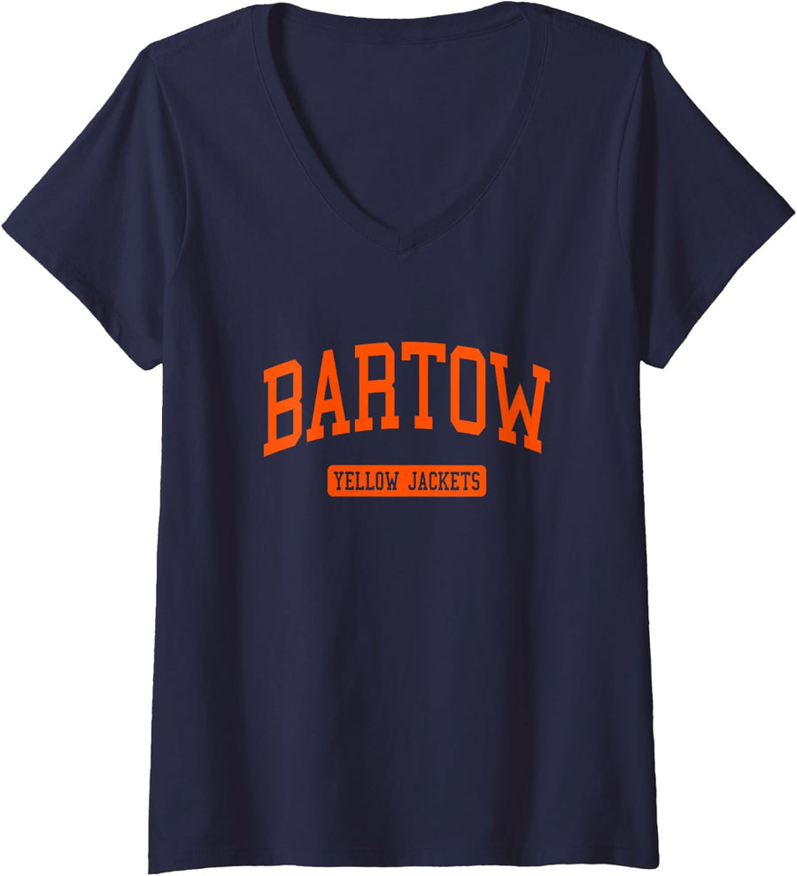 Women's Bartow High School HS Bartow FL Varsity Sports V-Neck T-Shirt - Navy Blue