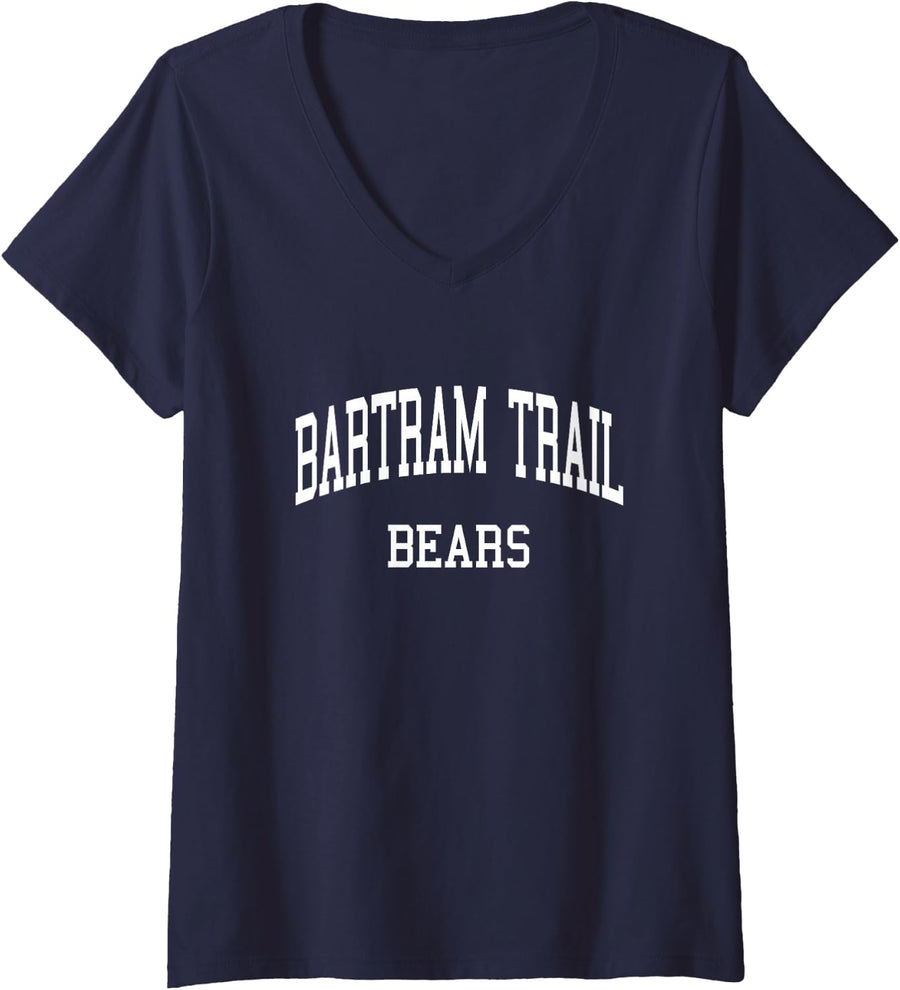 Women's Bartram Trail High School HS Saint Johns FL Retro Sports V-Neck T-Shirt - Navy Blue