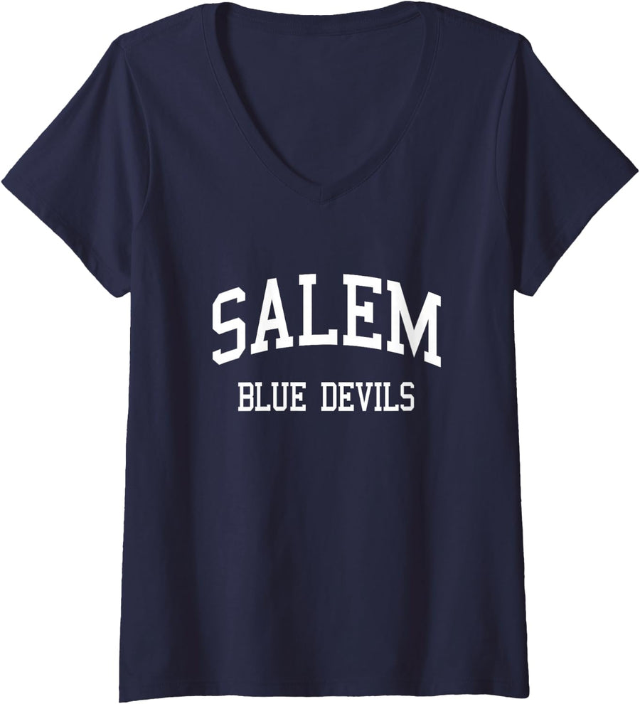 Women's Salem High School HS Salem NH Retro Sports V-Neck T-Shirt - Navy Blue