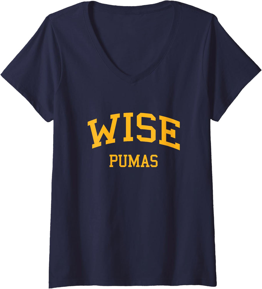 Women's Wise High School HS Upper Marlboro MD Retro Sports V-Neck T-Shirt - Navy Blue