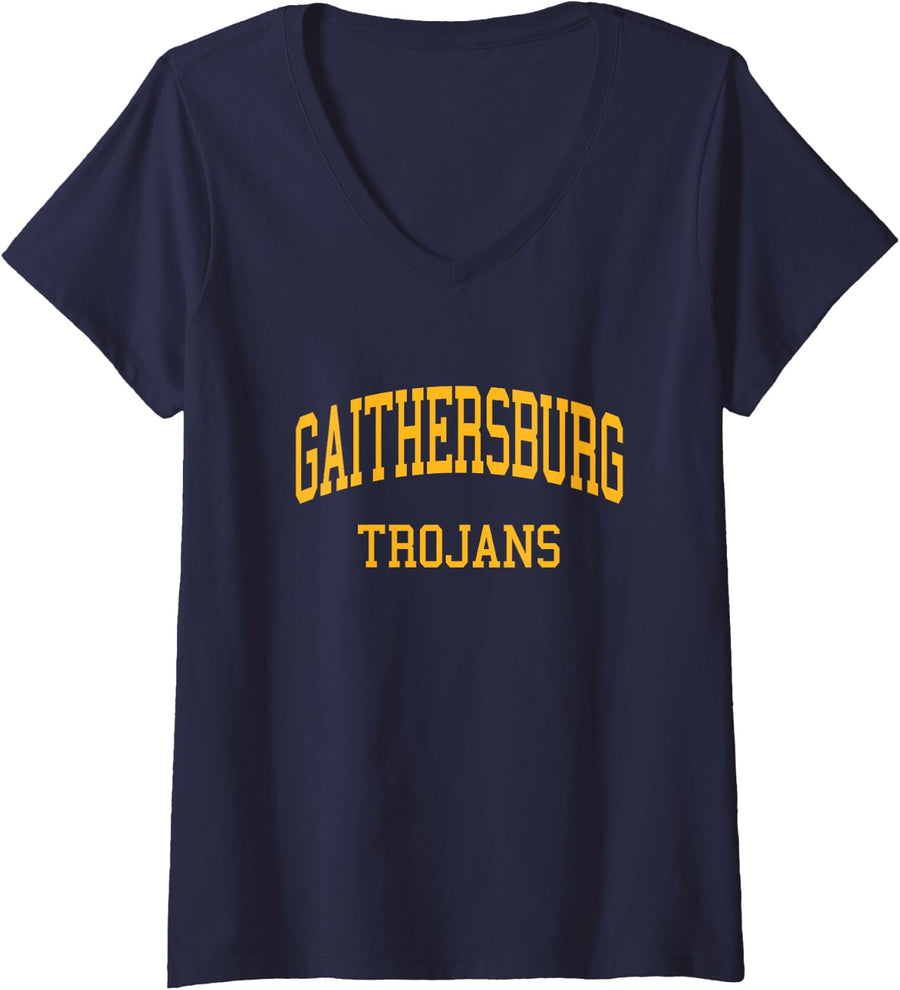 Women's Gaithersburg High School HS Gaithersburg MD Retro Sports V-Neck T-Shirt - Navy Blue
