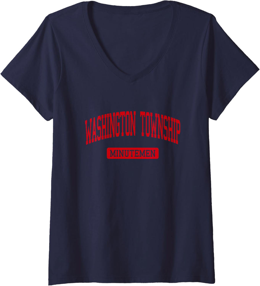 Women's Washington Township High School HS Sewell NJ Varsity Sports V-Neck T-Shirt - Navy Blue
