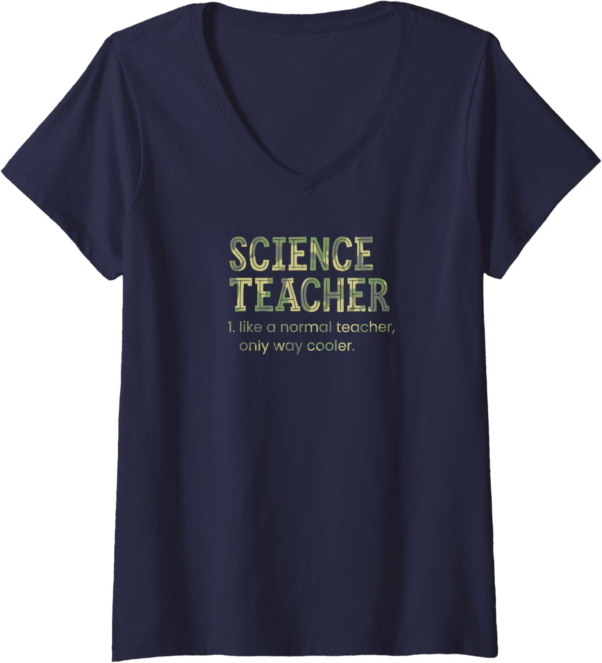 Women's Science Teacher Like A Normal Teacher Only Way Cooler V-Neck T-Shirt - Navy Blue