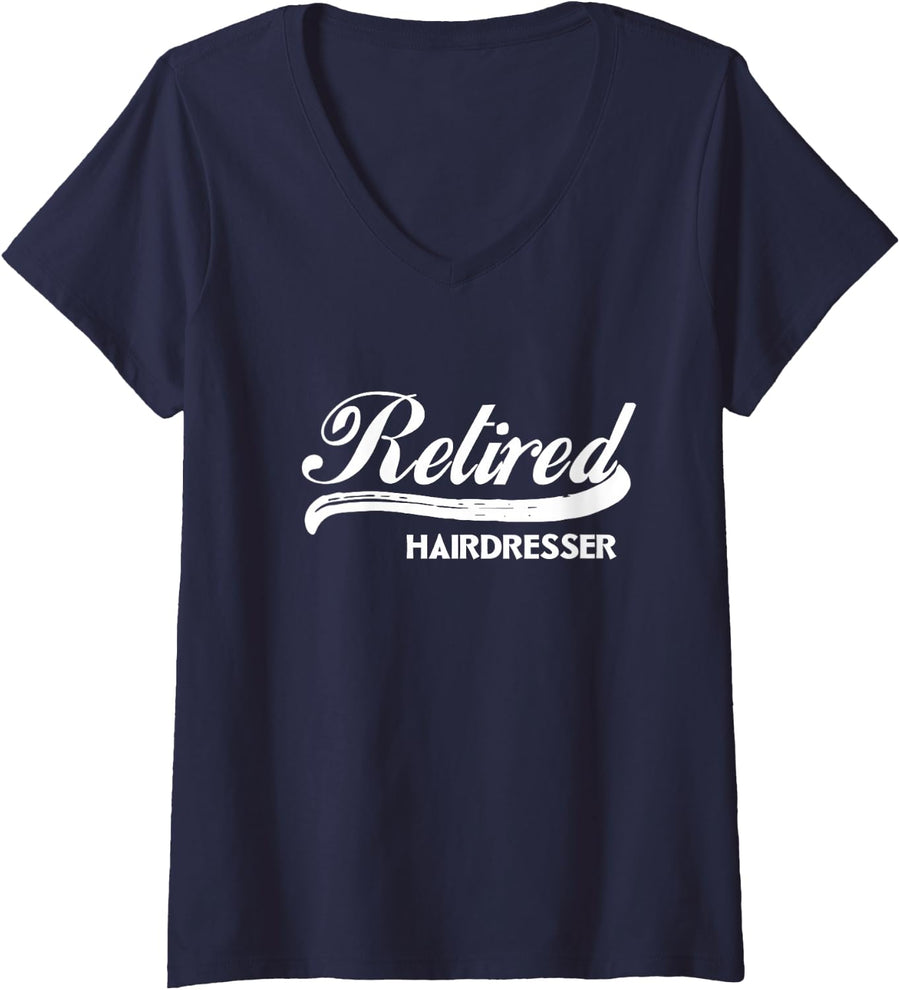 Women's Retired Hairdresser Funny Retirement Party Gift V-Neck T-Shirt - Navy Blue
