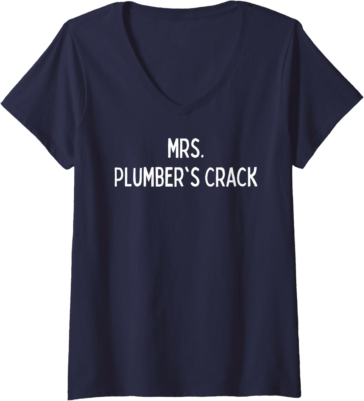 Womens Mrs. Plumber's Crack V-Neck T-Shirt - Navy Blue