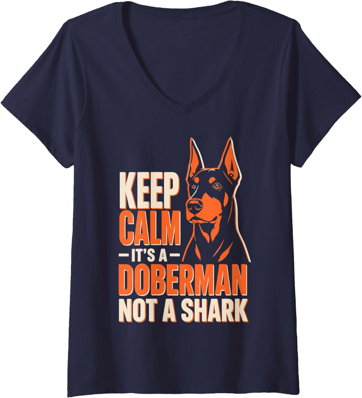 Women's Fun Doberman Mom Dad Doberman Pinscher Owner V-Neck T-Shirt - Navy Blue
