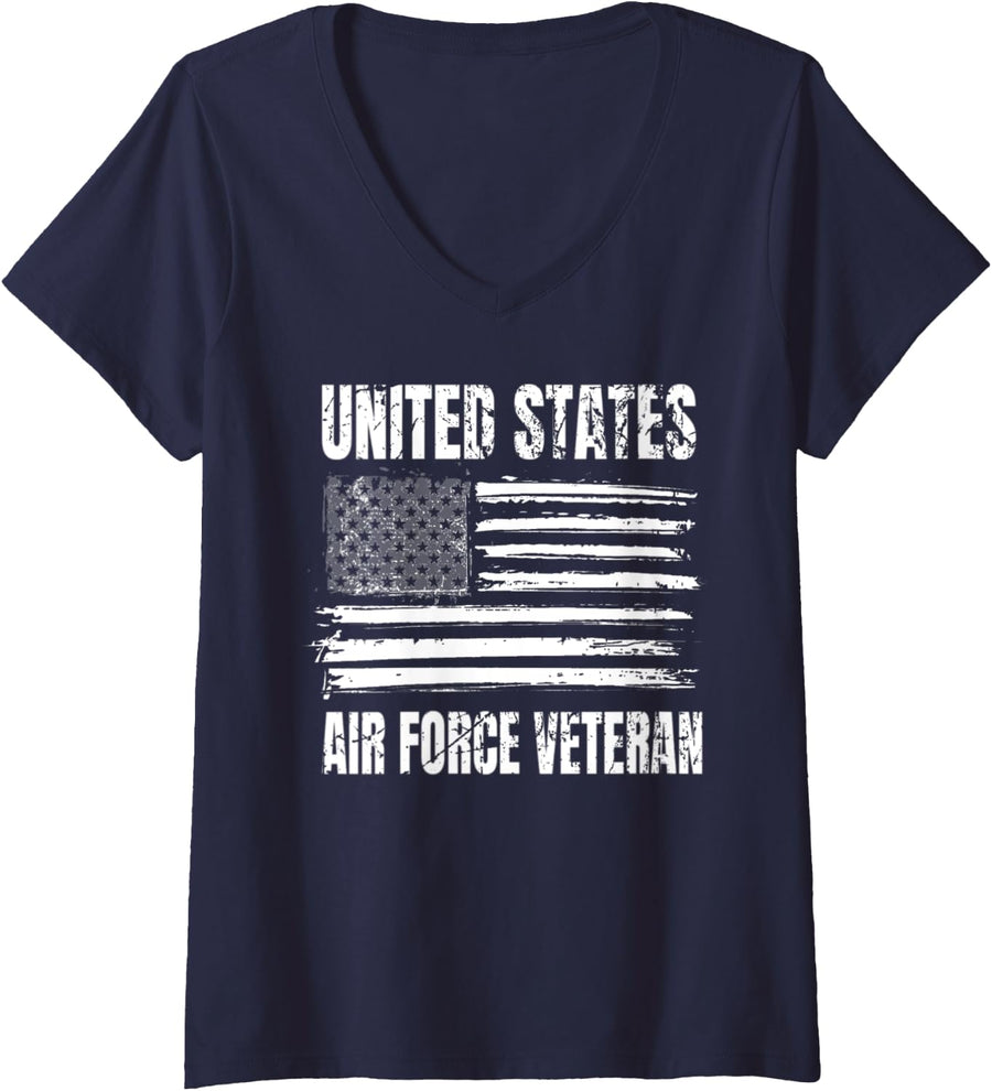 Womens Patriotic Shirt Veteran Of The United States US Air Force V-Neck T-Shirt - Navy Blue