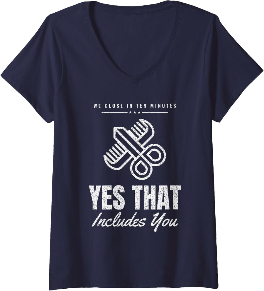 Women's Hairdresser Walk in Hair Stylist Barber Hairdresser V-Neck T-Shirt - Navy Blue