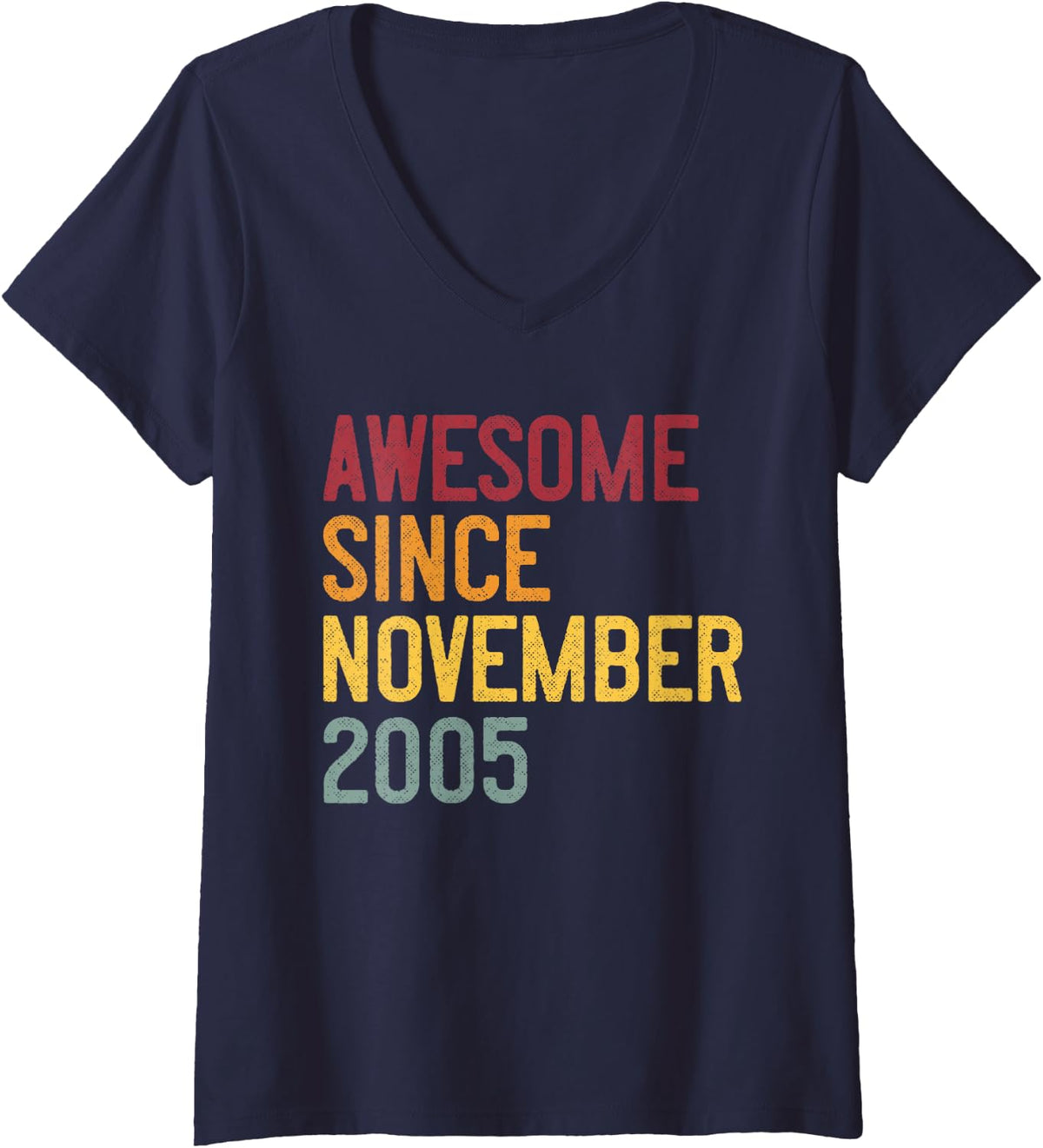 Women's Retro 21st Birthday Vintage - Awesome Since November 2005 V-Neck T-Shirt - Navy Blue