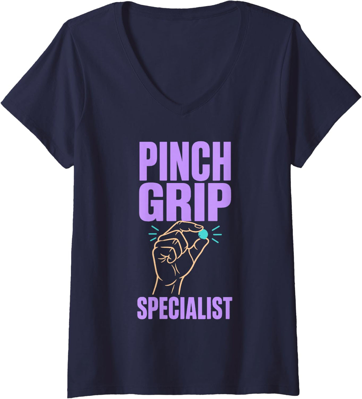Women's Pinch Grip Specialist Occupational Therapist OT V-Neck T-Shirt - Navy Blue