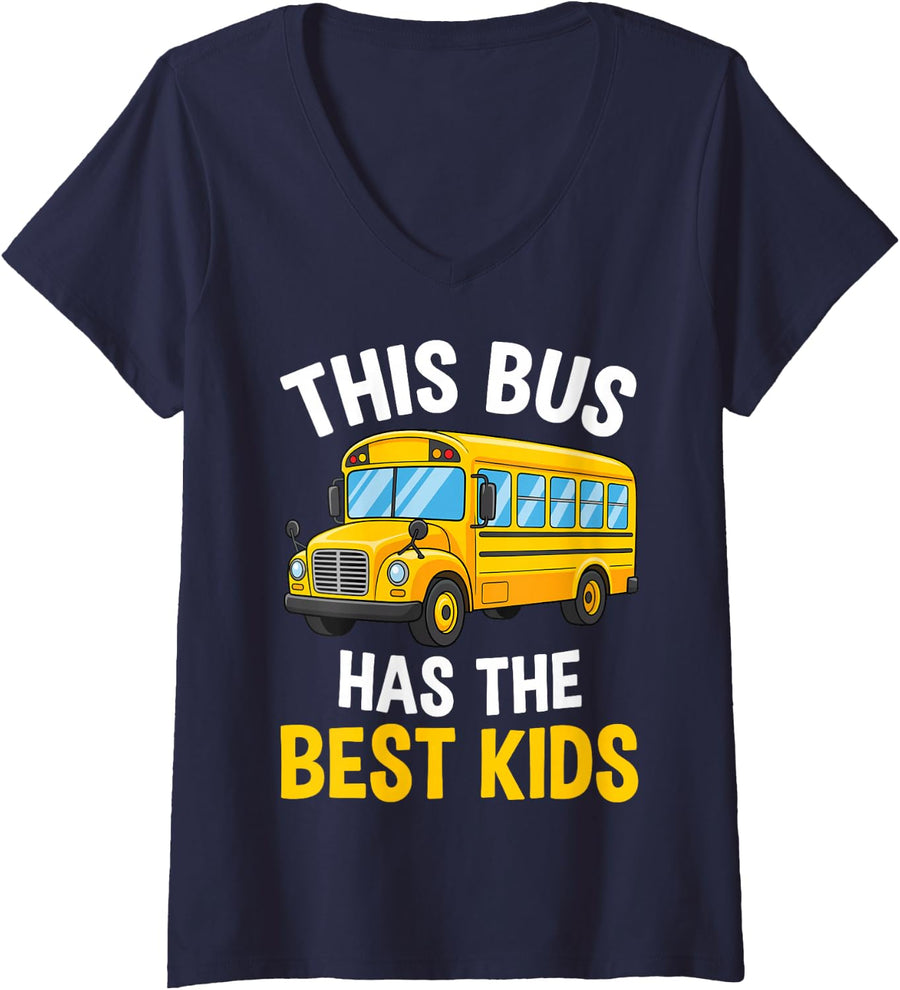 Women's This Bus Has The Best Kids V-Neck T-Shirt - Navy Blue